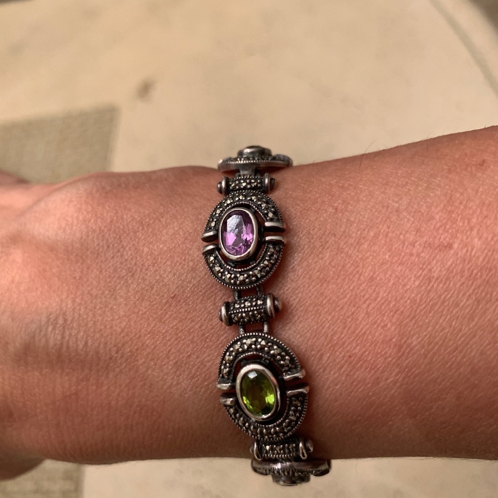 Amethyst, Peridot & Topaz bracelet.